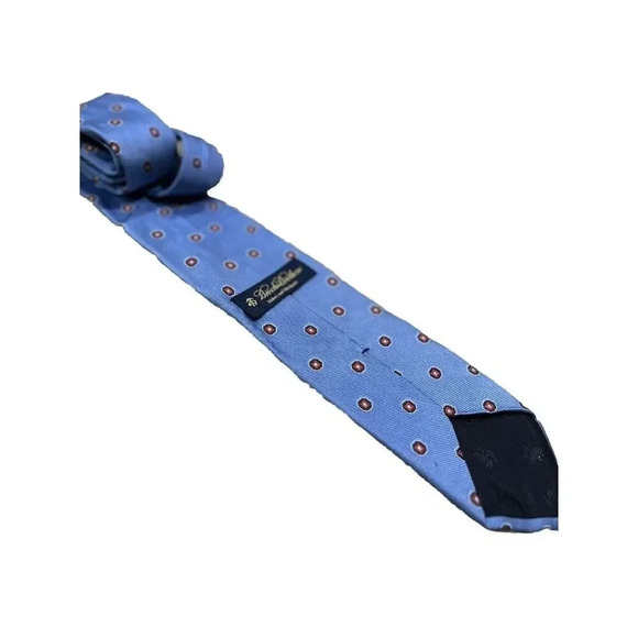 BROOKS BROTHERS Blue Grometric Tie 100% Silk Necktie Stain Resistant 60 X 4 - Picture 2 of 2